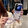 Градиентный чехол для телефона с цветочным узором и браслетом для Samsung Galaxy Z Flip 6 5 Flip6 Flip5 5G, шнурок для руки, ударопрочная накладка из твердого ПК