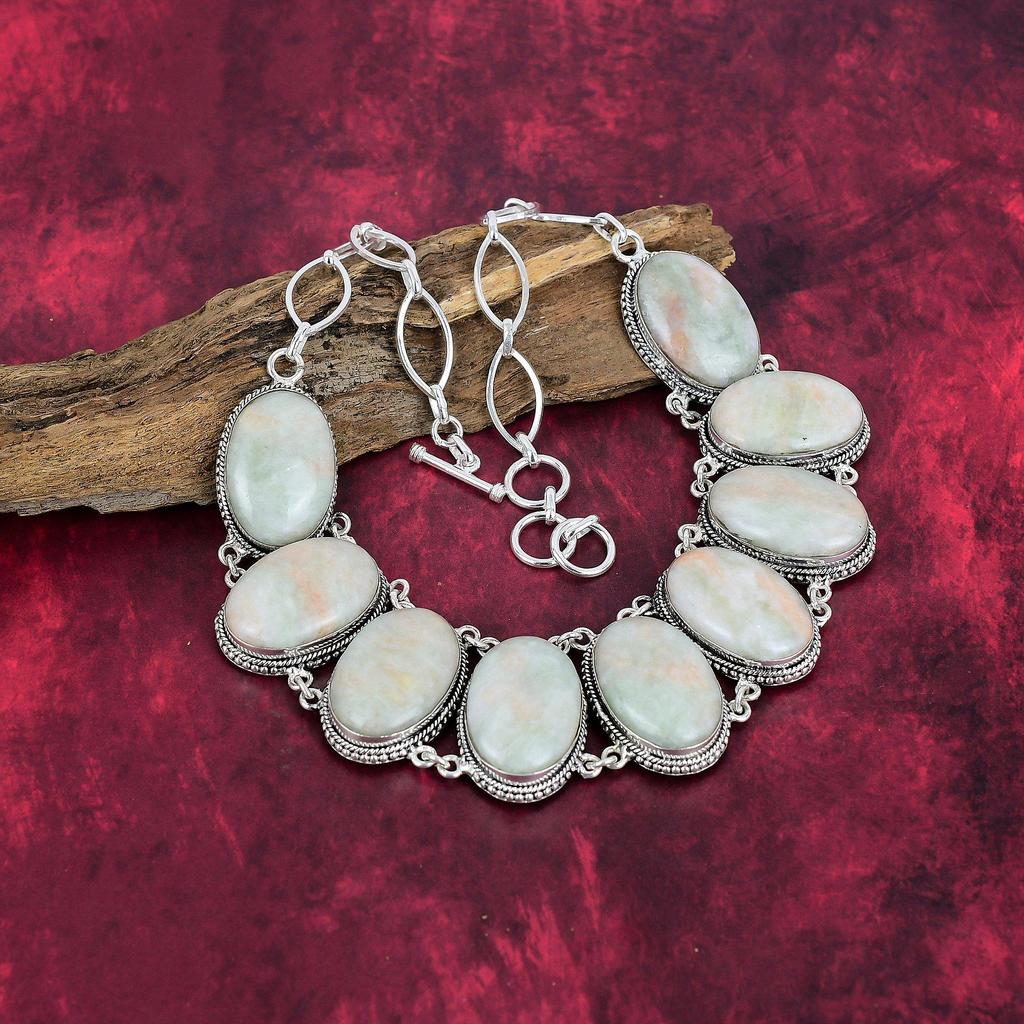 Orange Scolecite 925 Solid Sterling Silver Necklace with Adjustable Chain, Handmade Gemstone Jewelry Necklace For Memorial Day