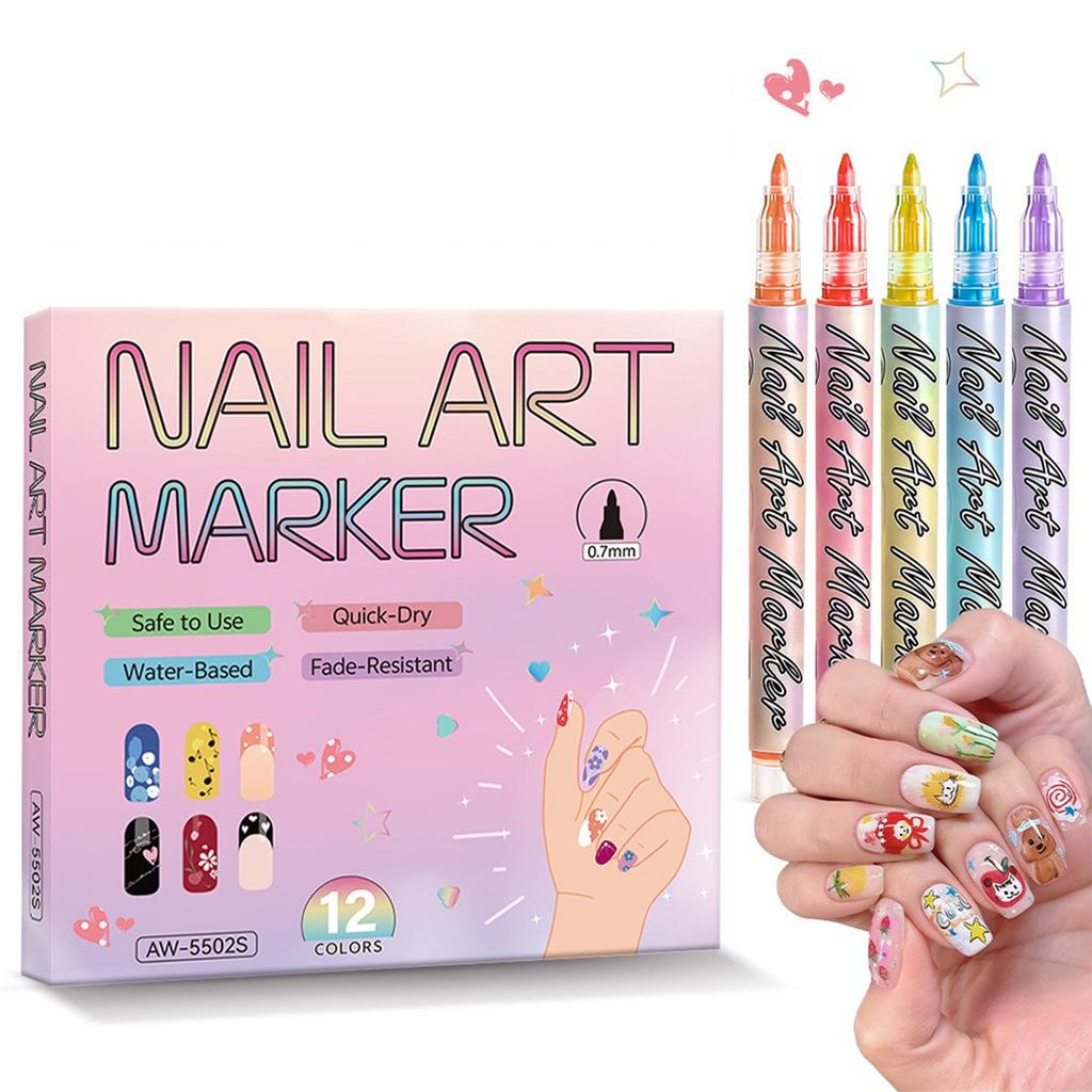 Nail Pen, Painting And Outlining Pen, 0.7mm Nail DIY Quick-drying Pen, Colorful Painting And Outlining Nail Pen,30ML