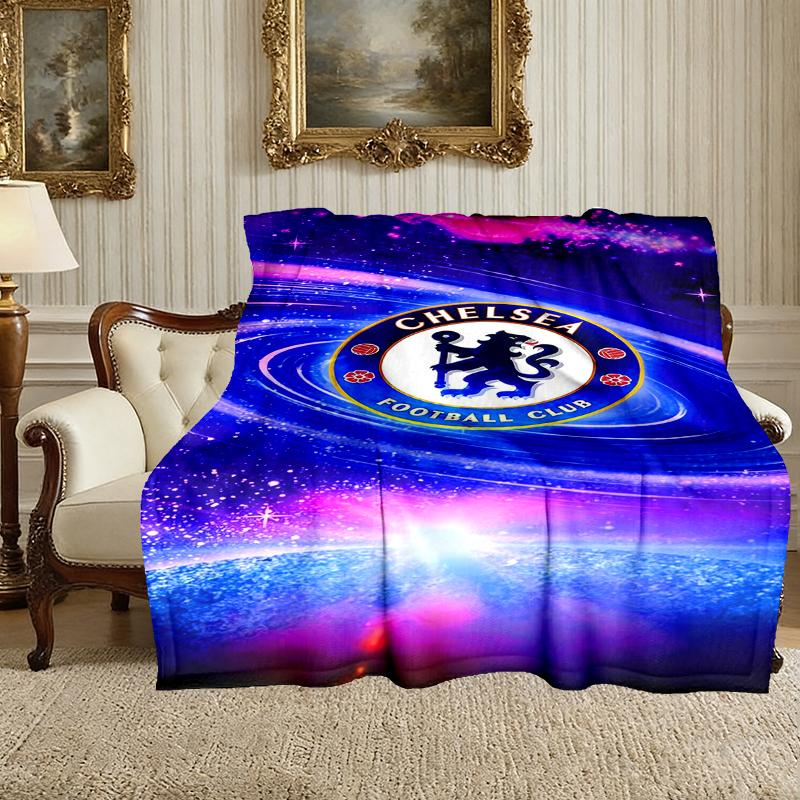 1pc Chelsea FC Blanket, Home Printed Throw Blanket - Soft Blanket Gift for Family, Washable Sofa Bed Blanket