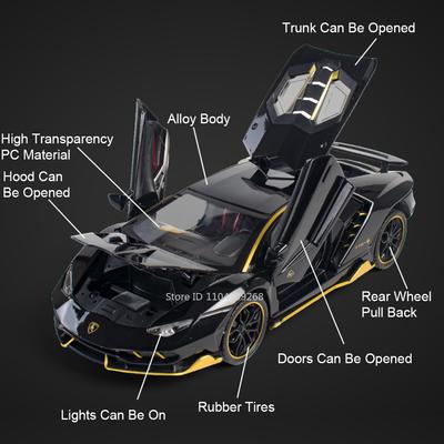 1:Масштаб 24 Модель спортивного автомобиля Lambor LP770 Revuelto Игрушка Сплав Литье под давлением Звук Свет Суперкар Модели Транспортных Средств Подарки Мальчикам на День Рождения