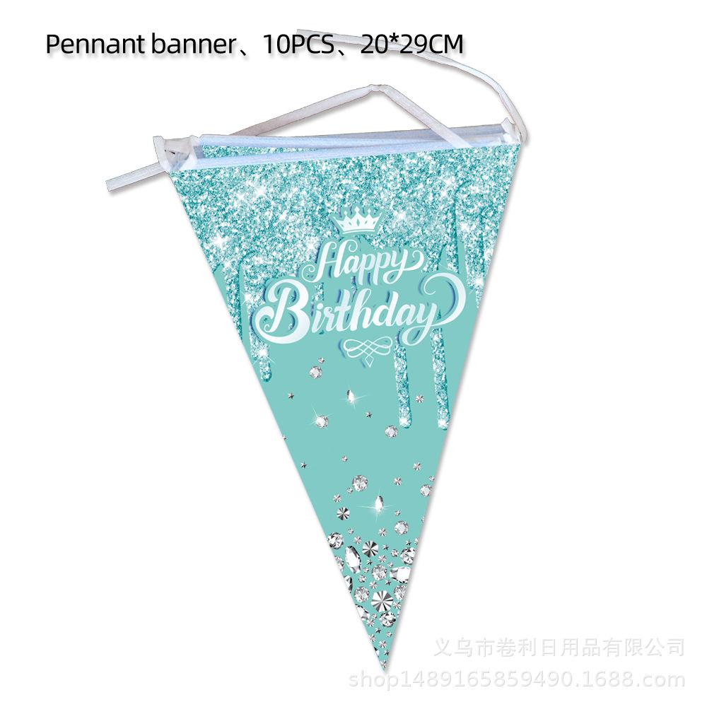 Принадлежности для дня рождения в бриллиантовой тематике Украшения для дня рождения Фиолетовый Розовый Голубой Тиффани Украшенные шары Бумажные тарелки Столовые приборы