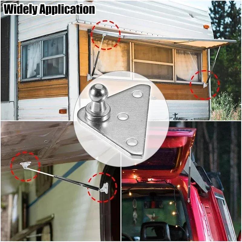 2PCS 10MM Silver Ball Stud Shock Struts Gas Prop Strut Spring Mounting Brackets Connector Zinc Plated Steel For RVs Campers Home