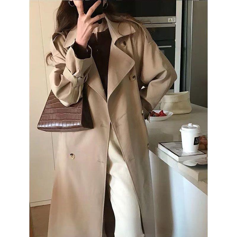 Тренчкот женский средний и длинный маленький 2024 новый осень и зима популярный темперамент шикарный весенне-осенний вариант пальто
