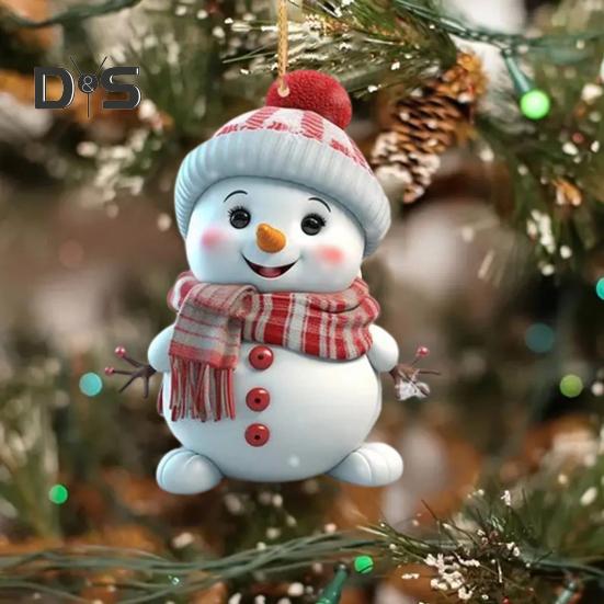 5 Pcs Christmas Snowman Pendant Acrylic Cartoon Snowman Hanging Ornaments Holiday Christmas Tree Hanging Snowmen for Home Decor