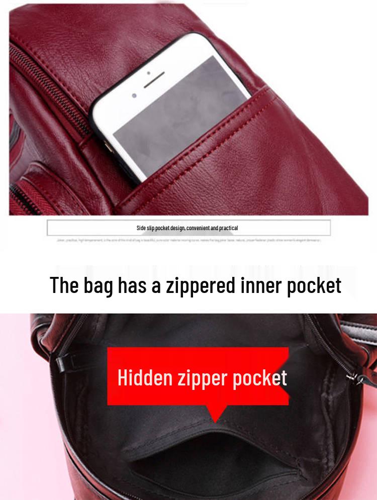 Женский универсальный рюкзак из ПУ кожи - Большая вместимость, повседневная сумка, школьный рюкзак