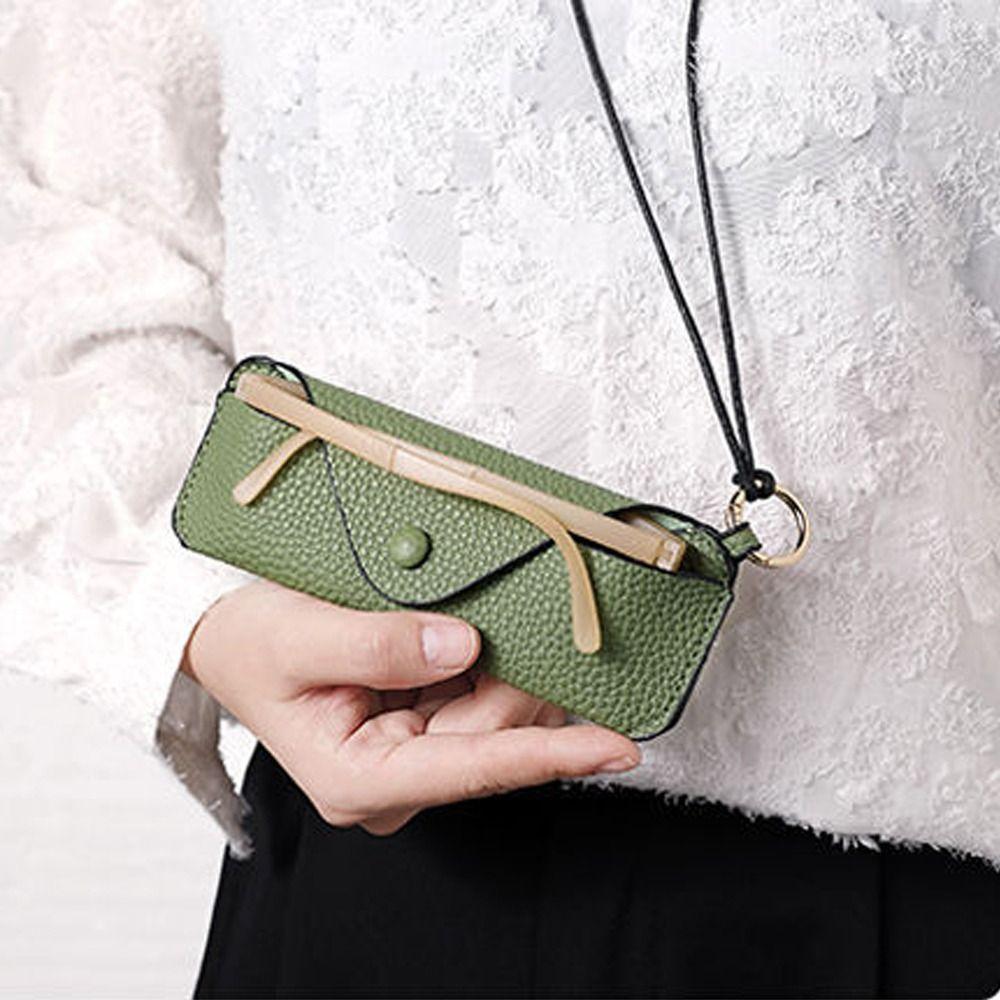 Anti Pressure Sunglasses Storage Bag With Lanyard Glasses Case Retro Protective Cover  Women