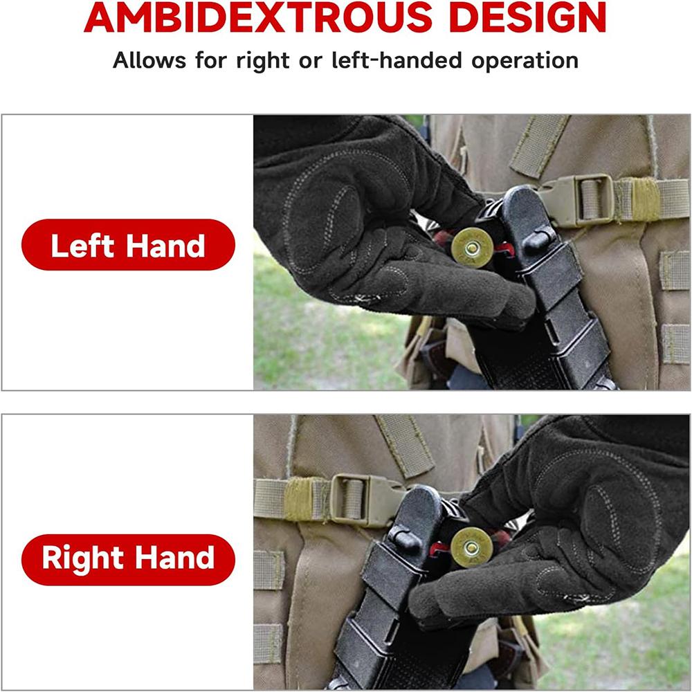 PA66+GF30 12 Gauge Shotgun Pouch Holster 12G Reloader Pouch High-Impact Ambidextrous 12 Gauge Reloader Up to 10 Shell