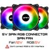 upHere RGB PC Case Fan 120mm 3-PIN Connector RGB Synchronization Fan 5V 3-PIN ARGB Motherboard Set of 5