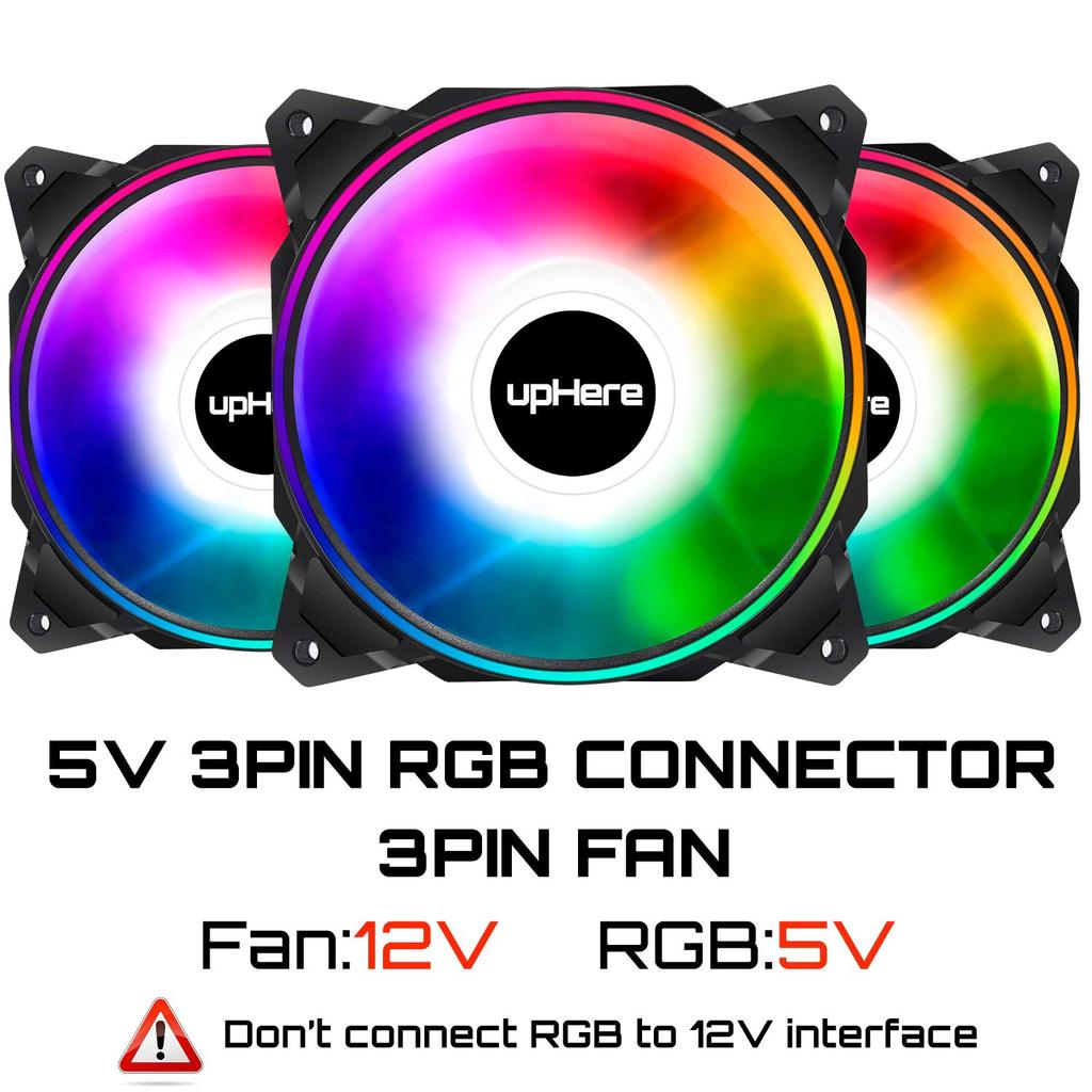upHere RGB PC Case Fan 120mm 3-PIN Connector RGB Synchronization Fan 5V 3-PIN ARGB Motherboard Set of 5