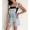 2025 Новые летние джинсовые шорты на бретелях для женщин, регулируемые загнутые края джинсовые шорты с широкими бретелями