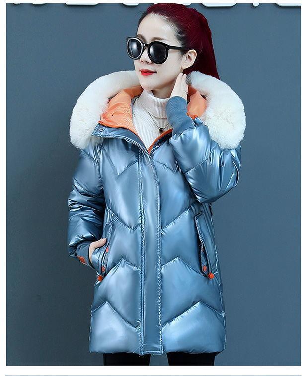 Осень и зима Яркая однотонная с капюшоном большой меховой воротник Свободная повседневная ветрозащитная утепленная теплая короткая женская куртка 5 цветов