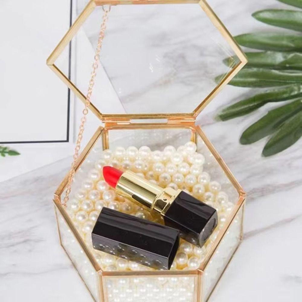 Glass Jewelry Accessory Box Hexagon Geometric Jewelry Storage Box Accessory Box Ring Box Wedding