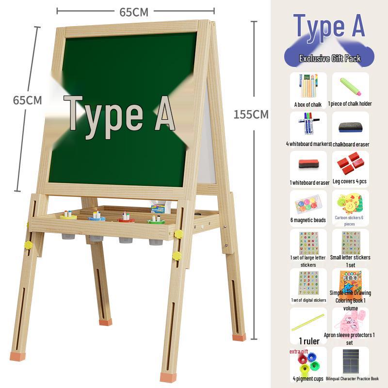 Детская меловая доска-мольберт из массива дерева для письма и рисования