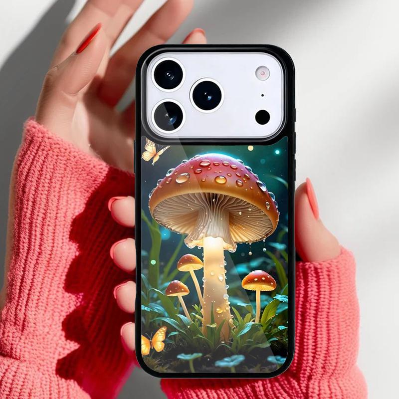 Beautiful Mushroom And Butterfly Phone Case for iPhone 17 16 15 14 13 Pro Max Back Cover for 12 11 Pro Coque