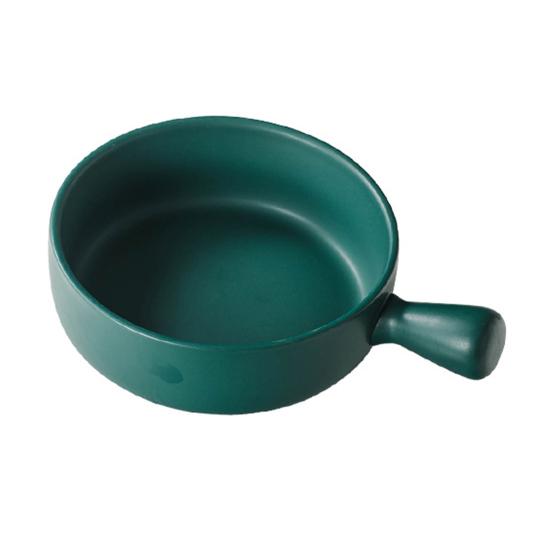 Ceramic Baking Bowl Microwave Safe Oven Dish with Handle Heat Resistant Soup Crock Easy Clean Dishwasher Safe Small Soup Bowl for Onion Soup