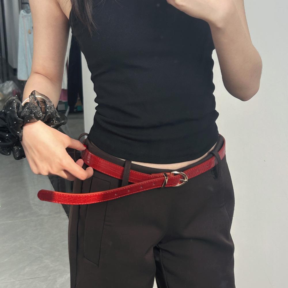 Red/Black Y2k Waist Belt PU Leather Jeans Pants Belt Korean Women's Belt  Daily