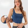 Spring and Summer Women's New Denim Yoga Sports Elastic Outer Wear Quick-Dry Fitness Vest