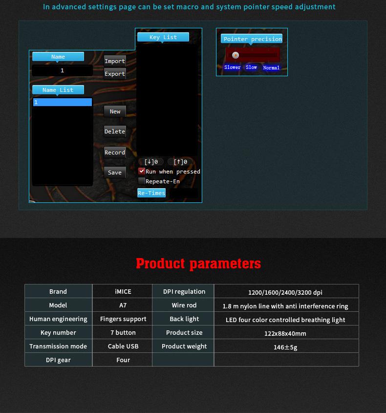 iMICE Новая проводная мышь USB оптическая мышь 7 кнопок A7 3200DPI компьютерная мышь для офисных компьютеров и ноутбуков