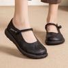 Spring and Summer Women's Chinese Style Mary Jane Flats Wide Toe Shoes Ladies Soft Loafers Split Leather Shallow Shoes Mom Nurse Flats Woman Moccasin