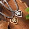 New Handmade Brushed Love Pendant Women's Fashion Bohemian Glossy Heart Magnetic Leather Rope Necklace