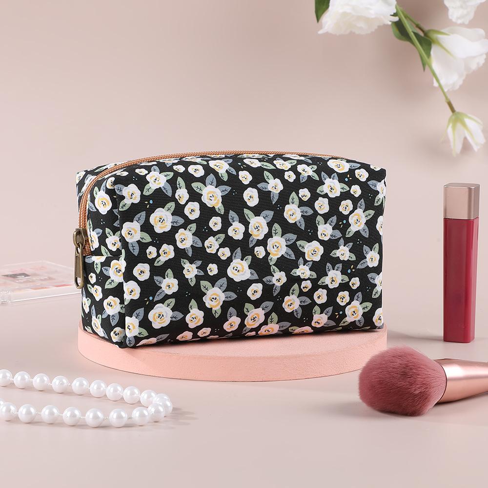 Милая маленькая цветочная хлопковая косметичка женская моющаяся сумка на молнии для женщин и девочек кавайные дорожные косметички