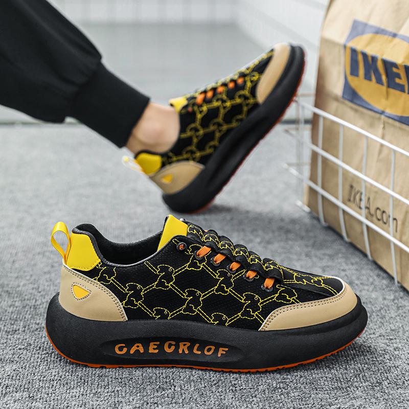Fashion Chunky Sneaker Men Cover Bottom Board Shoe Fashion Casual Microfiber Leather Fabric Breathable Increased Internal Platform Shoes