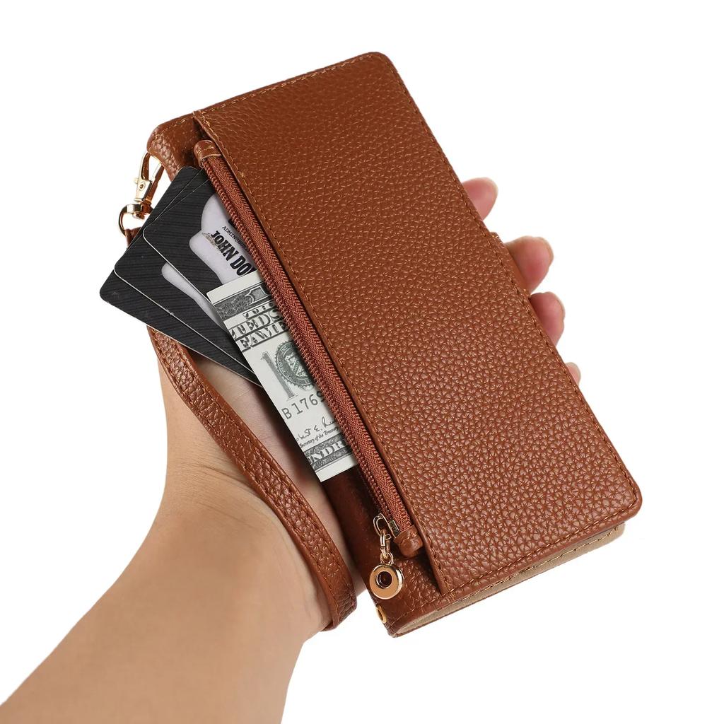 Чехол-кошелек с ремешком на запястье для Galaxy S25 Ultra S24 FE S23 S22 S21 S20 Plus A55 A35 A15 A54, отделение для карт, зеркальный чехол