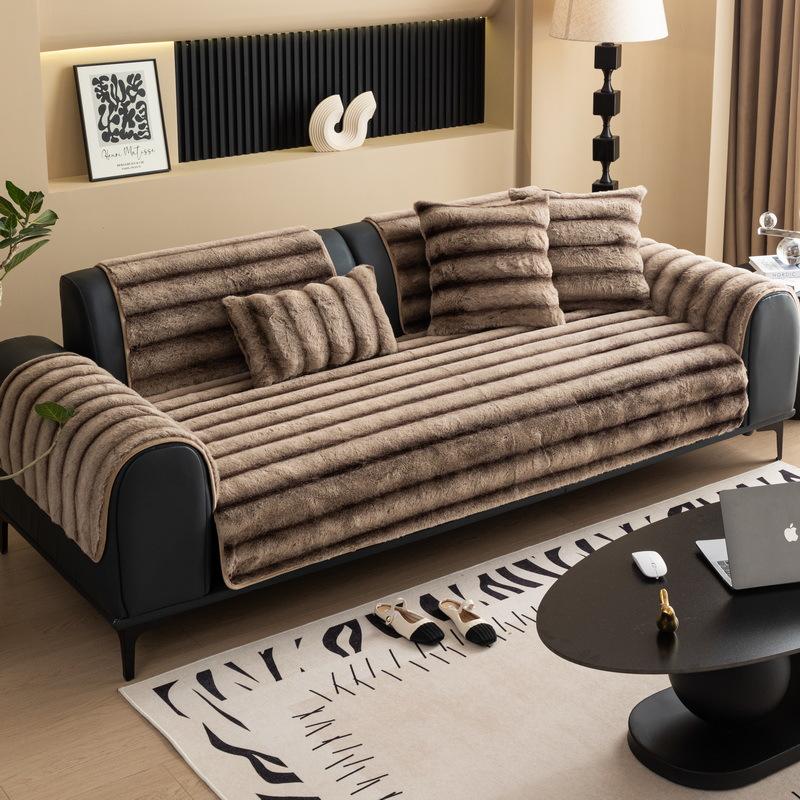 Imitation Mink Sofa Cushion Autumn And Winter Plush Seat Cushion Light Luxury High-Grade Leather Sofa Cover New Cover