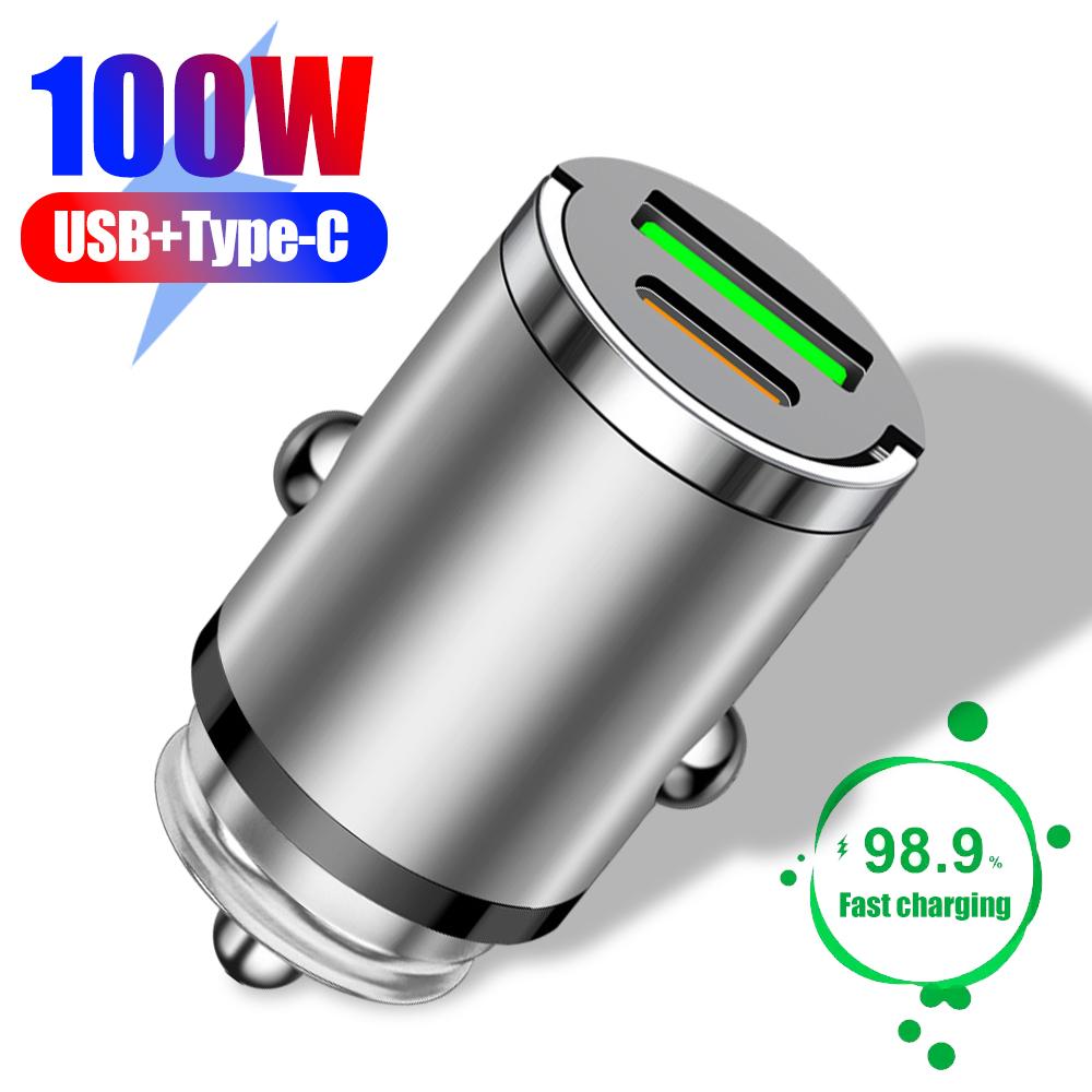 Автомобильное зарядное устройство 12-24 В с автоматическим выдвижным кольцом, два порта PD+USB, быстрая зарядка Type-C QC3.0, автомобильное зарядное устройство, адаптер для прикуривателя