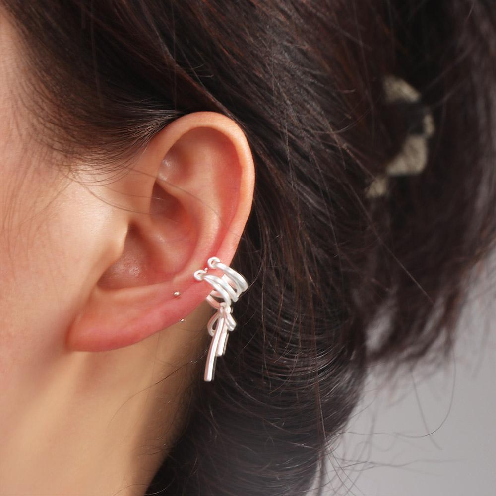 Non-piercing Lacing Bow Ear Cuffs Y2K Bow Earrings Trendy Balletcore Ribbon Ear Cuff  Gift