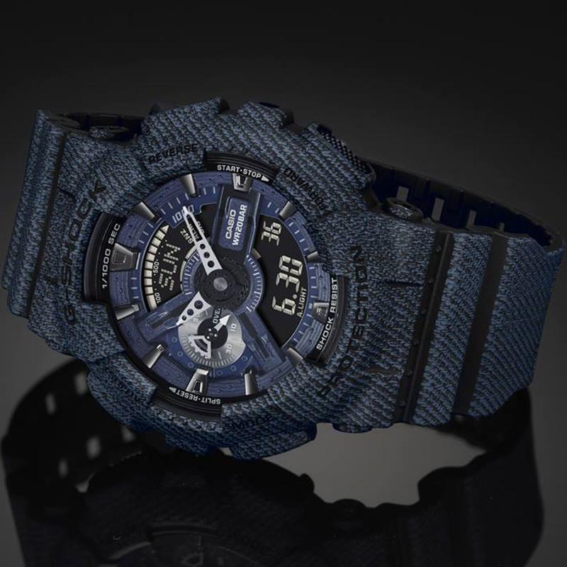 Casio G-Shock Серия 'Джинсовая Тема' Ударопрочный, Антимагнитный Водонепроницаемый Механизм, Кварцевый Механизм, Ремешок из Смолы, Японские и Корейские Часы, Мужские GA-110DC-1A