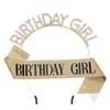 Fashion Rhinestone Headband Shoulder Strap BIRTHDAY GIRL Set Girl Birthday Ribbon Party Headband Shoulder Set