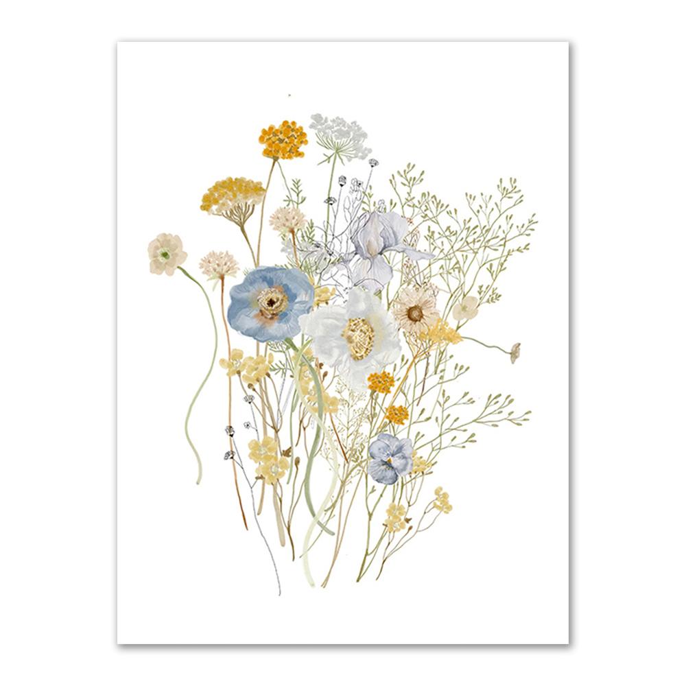 Набор из трех картин на холсте с акварельной абстрактной ботанической живописью в рамах для декора гостиной