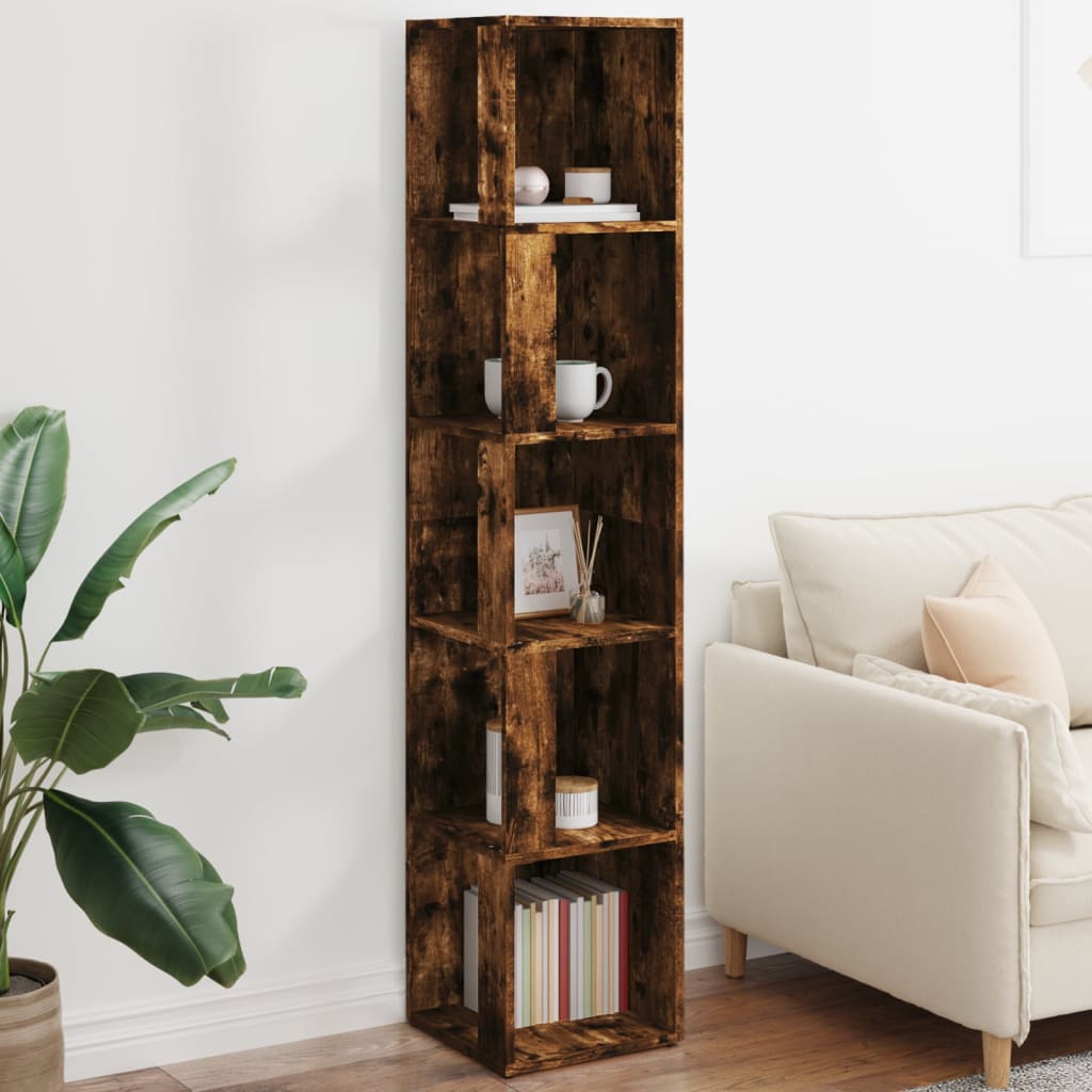 Corner Shelf Smoked Oak 33 x 33 x 164.5 cm Wood Based Material