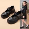 Girls' Leather Shoes for Spring and Autumn Children's Performance Shoes, Black Dance Shoes, Medium and Large Children's Leather Shoes