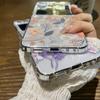 Для Samsung Galaxy Z Flip5 Flip4 Flip3 противоударный узор с цветами и листьями, прозрачный корпус телефона, жесткий складной чехол для ПК