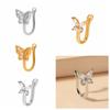 Rhinestone Clip On Nose Hoop Ring Copper Non Pierced Ear Clip Cuff Punk Butterfly Nose Ring Women