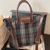 Retro Shoulder Bag Women's 2025 New Fashion Foreign Style Large Capacity Woolen Plaid Handbag Fashion Messenger Bag