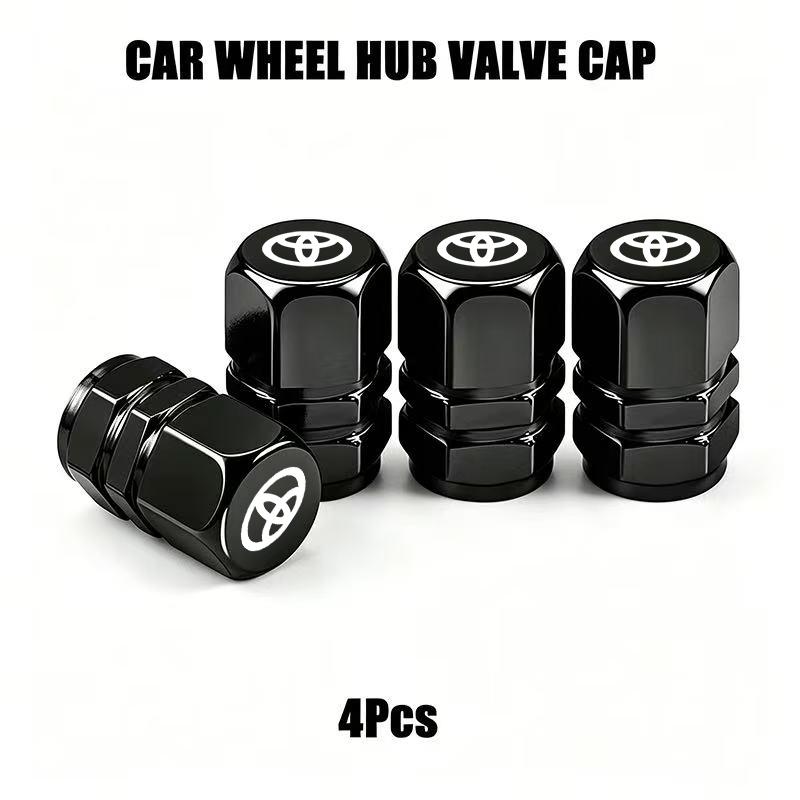 4Pcs Car Wheel Tire Air Valve Caps Stem Cover with Color Brand Logo For Toyota RAV4 Corolla Camry Frontier Supra C-HR Hilux Taco