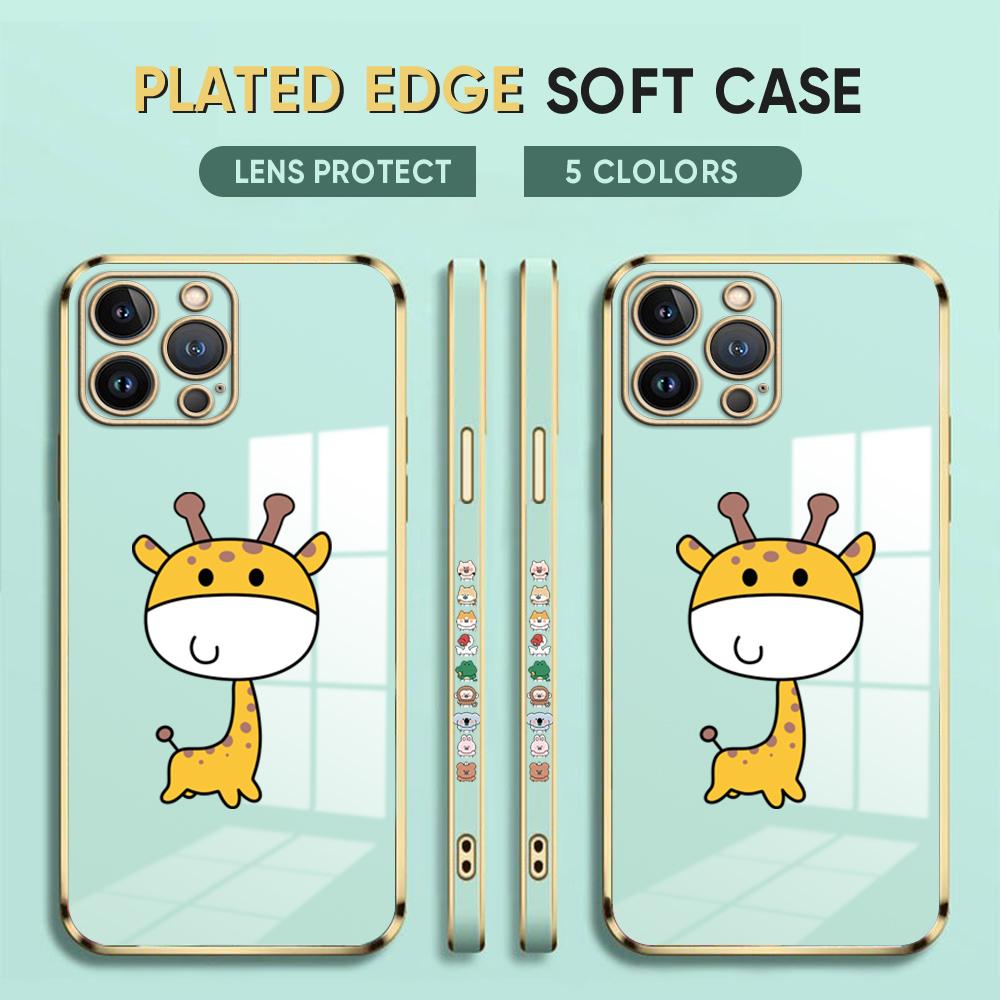 Чехол для телефона с мультяшным жирафом для iPhone 11 13 15 Samsung Galaxy A52 Xiaomi Redmi 12C Note 10 Pro Oneplus Мягкие чехлы для смартфонов