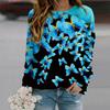 Fall Autumn Women'S Fashion O Neck Long Sleeve T-Shirt Loose Clothes Rainbow Butterflies Print T Shirt For Girls Street