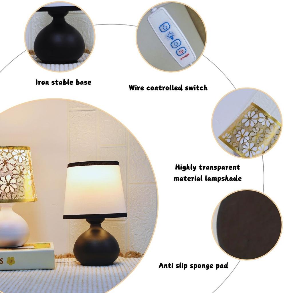 Современная тканевая настольная лампа USB с проводным выключателем, свет теплого цвета, декоративный свет для прикроватной тумбочки в спальне, прикроватная лампа