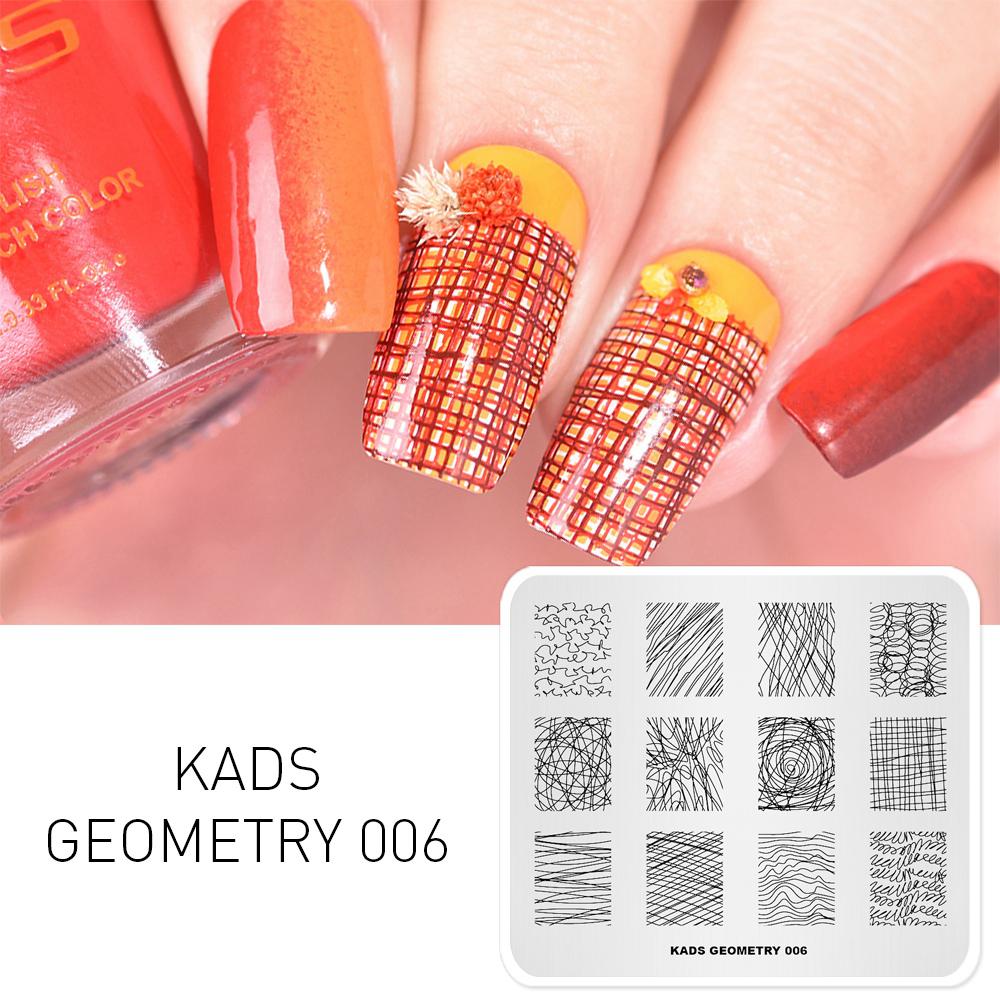 kads Geometry Streak Line Shape Nail Stamping Plates Template Stencil Beauty Stamp Tools Nail Image