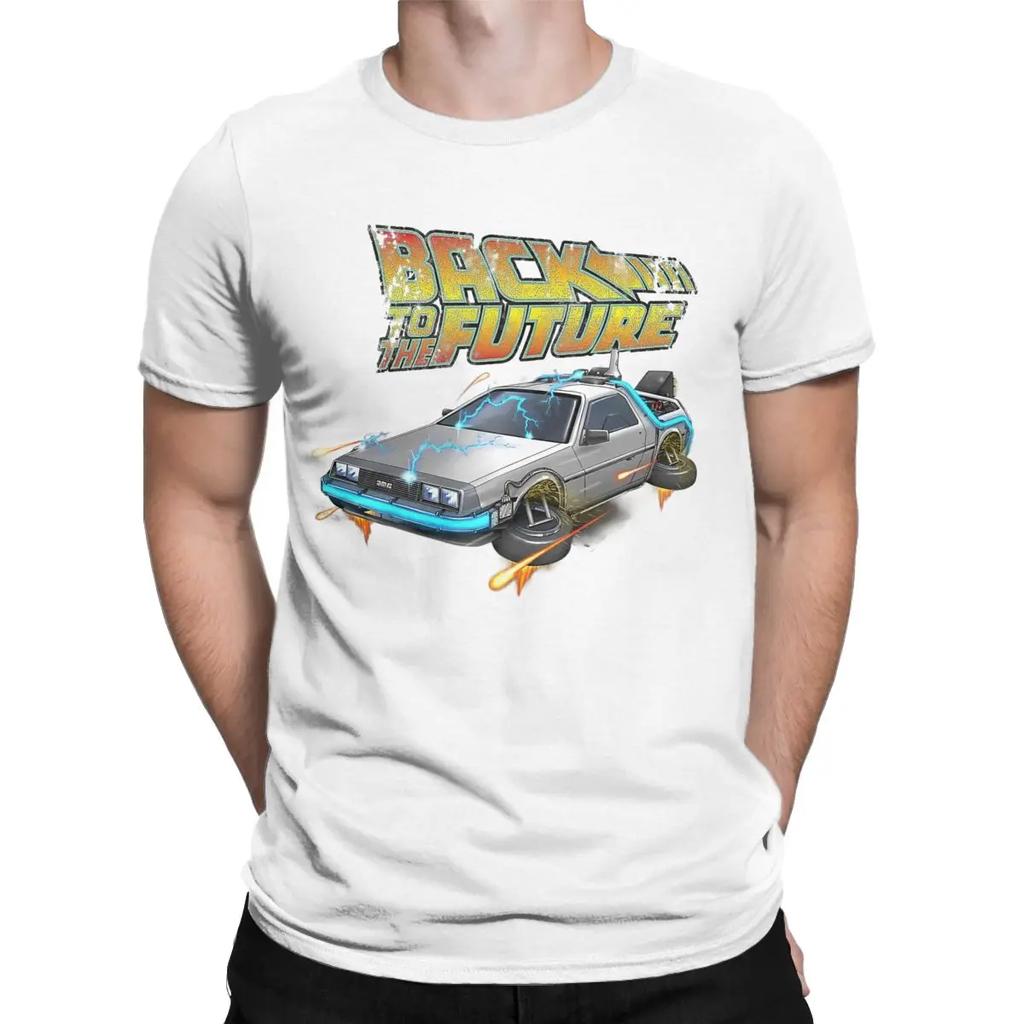 Men's T-Shirts Back To The Future Retro Vintage 100% Cotton Tee Shirt Short Sleeve T Shirts Round Neck Clothes Gift Idea