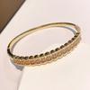 Zircon Inlaid Yellow and White Color Separated Bracelet, Cuban Bracelet, Light Luxury High-end Tennis Bracelet