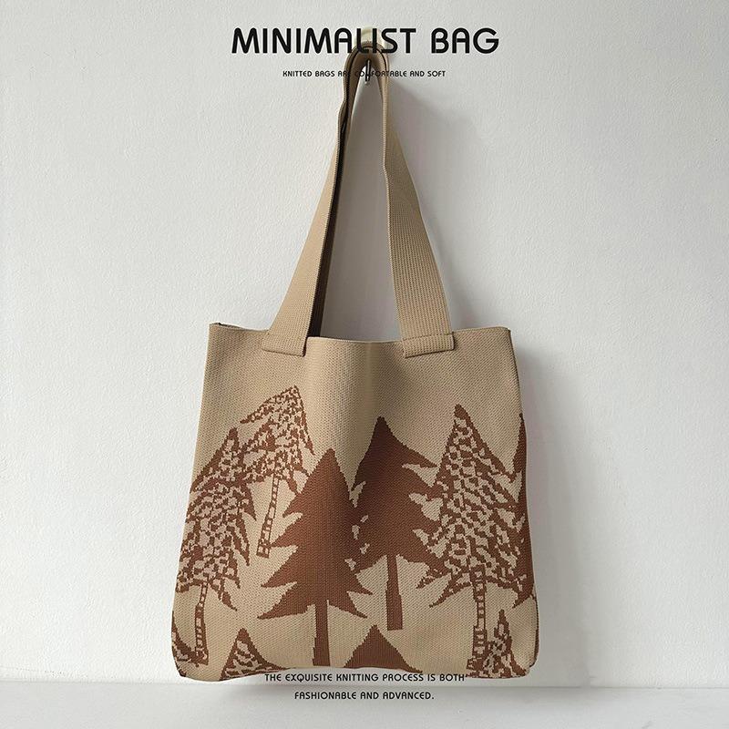 Рождественская елка Вязаная сумка большой емкости Женская мода Сто любителей леса Уличная креативная сумка через плечо высокого уровня внешнего вида