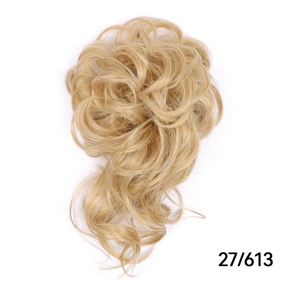 Синтетический пучок для волос, взлохмаченная прическа, накладные пучки для наращивания волос, эластичная повязка для волос, вьющиеся волосы, пучок, резинка для волос для женщин, черный