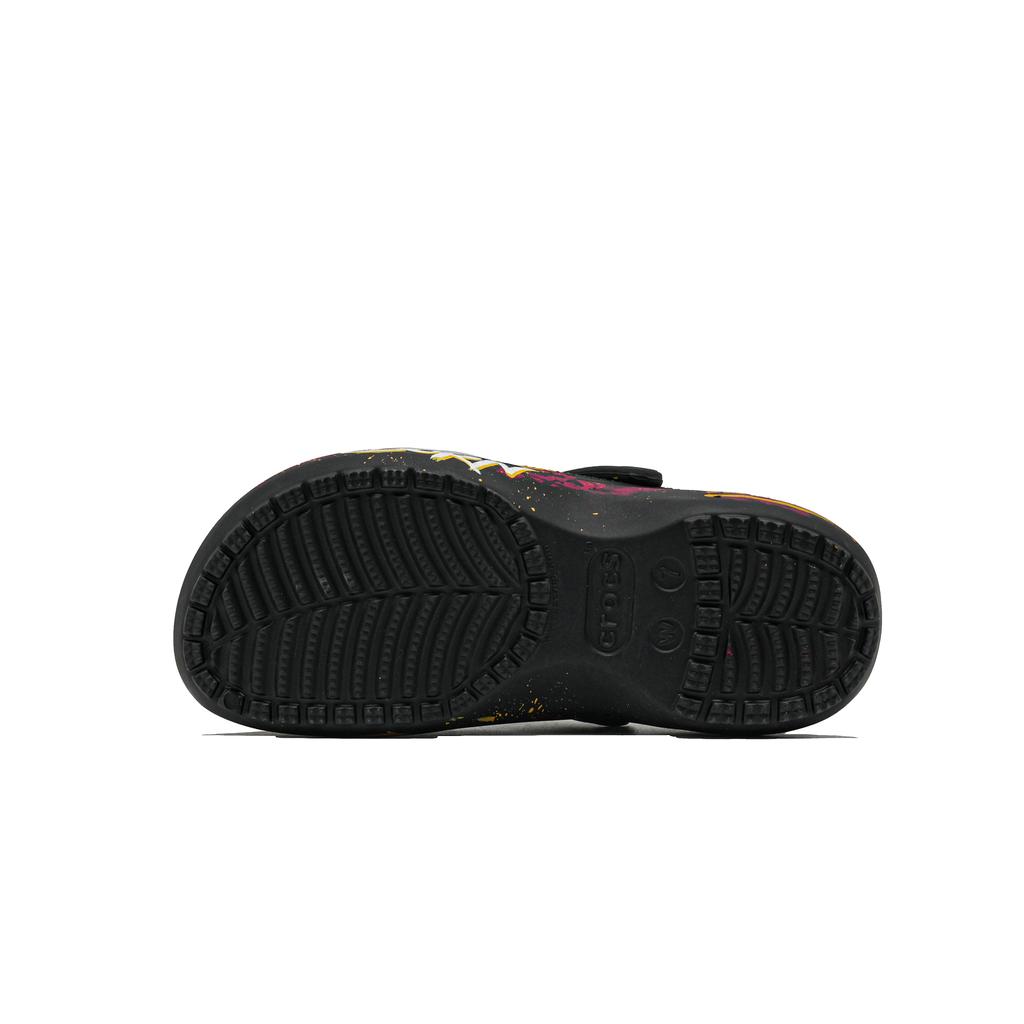 Crocs Classic Platform Clog Graffiti Awakening Comfortable Versatile Three-dimensional Flower Hole Shoes Unisex Black