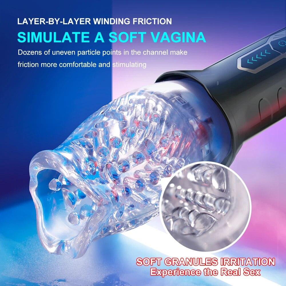 Новый мужчина 5 скоростей вращения 10 режимов Вибрационный мастурбатор Настоящий минет Glans Trainer Массаж пениса Мужской мастурбатор Glans Vibrator Мужской секс-игрушка
